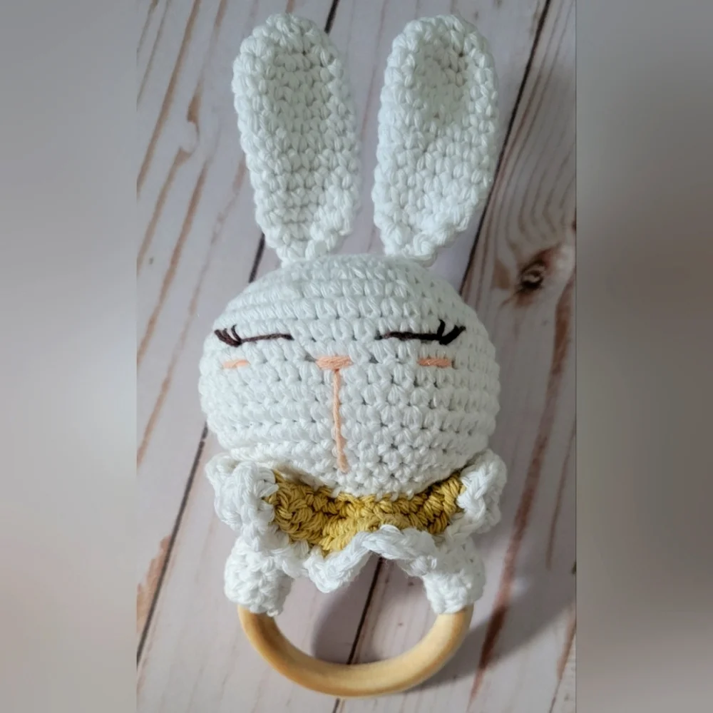 Handmade Crochet Bunny Rattle - Picture 1 of 3